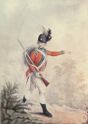 Infantaria Ligeira, pintando para a gravura de Soiron publicada por Thomas Macklin, 20 de julho de 1791